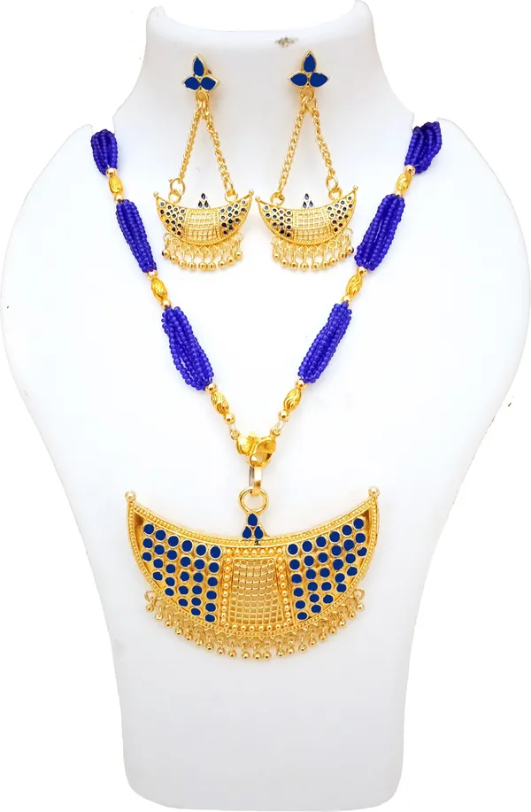 Assamese_Traditional_Blue_Colour_Joonbiri_Jewellery_Set_For_Women